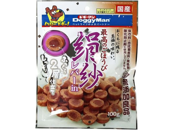 【商品説明】おくちに広がる濃厚なレバーの旨み。「ふっくら」と「しっとり」の2層の食感が楽しめます。健康維持にうれしい、グルコサミン・コンドロイチン・コラーゲン配合。レバーに含まれる鉄分、ビタミンの補給もできる。超小型犬、小型犬やシニア犬にうれしい極上のやわらかさ。【仕様】●注文単位：1袋【備考】※メーカーの都合により、パッケージ・仕様等は予告なく変更になる場合がございます。【検索用キーワード】どぎーまんはやし　絹紗レバーin　100g　絹紗レバーin　100g　間食　g　グラム　オヤツ　ペット　犬　ドッグ　おやつ犬　絹紗レバーin100g　絹紗レバーin　100g　きぬさや　キヌサヤ　レバーイン　ればーいん　レバー　グルコサミン　コンドロイチン　コラーゲン鉄分　ビタミン　超小型犬　小型犬　シニア犬　やわらかい　1袋おくちに残る至福の味わい！