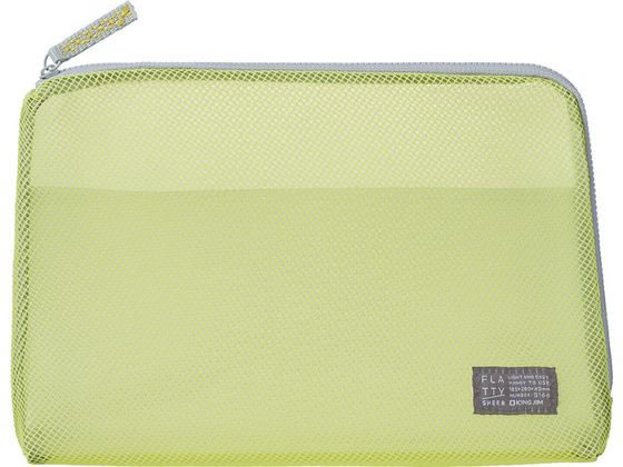 【お取り寄せ】キングジム FLATTY SHEER メッシュポーチ 黄 Lサイズ 5166-Y 小物入れ デスクトップ収納 デスク周り 文具
