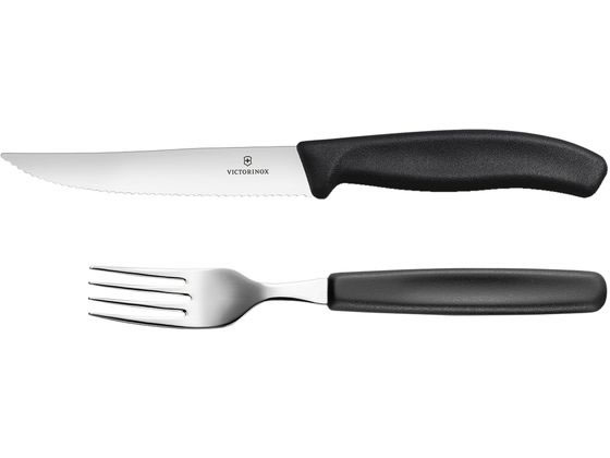 【お取り寄せ】Victorinox スイスクラシック グルメナイフ・フォークセット ブラック 12cm フォーク カトラリー 洋食器 キッチン テーブル