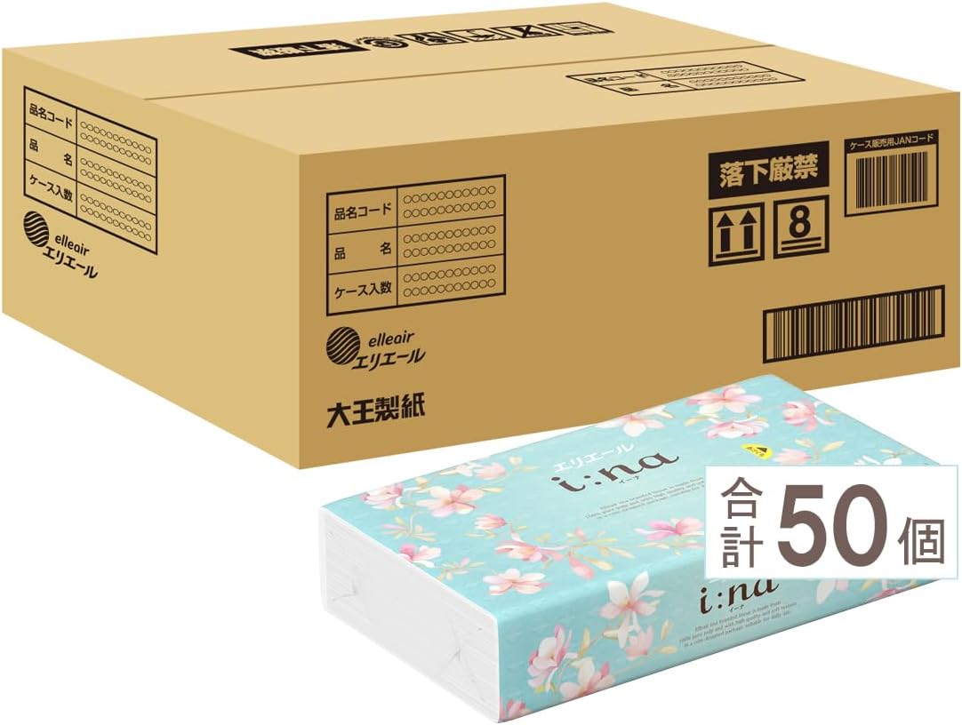 エリエール ソフトパックティシュー i:na(イーナ) 150組×50パック【ハーフケース】...