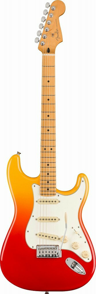 FENDER ( フェンダー )Player Plus Stratocaster Tequila Sunrise Player Plus Stratocaster?は、クラシックなフェンダーデザインにプレイヤーを意識した実用的な機能とエキサイティングな新フィニッシュげを融合させ、優れた演奏体験と紛れもないスタイリングを提供します。 本モデルのサウンドの心臓部には、繊細なダイナミックスを実現する3基のPlayer Plus Noiselessピックアップをフィーチャーしています。ブライトでタッチセンシティブなこのピックアップは、ハムノイズを抑制したクラシックなStratocasterトーンを提供します。トーンコントロールはプッシュ／プル仕様となっており、スイッチポジション1と2にの際にネックピックアップを追加することができ、多彩なサウンドを実現します。 サテンフィニッシュのModern "C "シェイプPlayer Plus Strat?ネックは、手にぴったりとフィットし、滑らかなエッジのロールオフ処理が心地よさを提供します。12インチラジアス指板と22本のミディアムジャンボフレットはリードプレイに適しており、弦落ちを気にすることなく、アグレッシブなベンディングを可能にします。スムーズで卓越したレスポンスを実現する2点支持トレモロとロッキングチューナーにより、激しいアーミングをしても安定したチューニングを維持することができ、弦交換も容易に行えます。 フェンダーの伝統的なスタイル、先進的なパフォーマンス、そして魅力的な新しいフィニッシュを備えたPlayer Plus Stratocasterは、あなたのクリエイティビティを刺激し、ワンランク上のプレイをサポートします。 特徴 【PLAYER PLUS NOISELESS PICKUPS】 Player Plus Noiseless Strat?ピックアップは、ノイズとは無縁の澄み切ったStratocasterのきらめきと音の響きを備えています。 【MODERN “C" NECK】 Modern Cは、フェンダーで最も人気のあるネックシェイプの一つです。程よい太さで、速さと快適さを兼ね備え、あらゆるスタイルの演奏に適しています。サテンフィニッシュはスムーズな演奏を可能にする高級感を有します。 【12” RADIUS FINGERBOARD WITH ROLLED EDGES】 指板ラジアスをフラットにすることで、弦落ちを回避しながらベンディングやすい設計になっています。ネックのエッジは丁寧なロールオフ処理が施されており、快適な演奏が可能です。 【2-POINT TREMOLO】 本モデルには、優れたイントネーション、サスティン、チューニングの安定性、トレモロアクション、調整のしやすさを実現する6スチールブロックサドル式の2点支持トレモロブリッジが採用されています。 【PUSH-PULL ELECTRONICS】 トーンコントロールのプッシュ／プルスイッチによりピックアップの配線を切り替えられ、多彩なトーンオプションが得られます。 【LOCKING TUNING MACHINES】 高性能なロック式チューニングマシンは、チューニングの安定性を高め、弦の交換を迅速かつ簡単に行うことができます。 Specs ・Body Body Material: Alder Body Finish: Gloss Polyester Body Shape: Stratocaster? ・Neck Neck Material: Maple Neck Finish: Satin Urethane Neck Shape: Modern "C" Scale Length: 25.5" (648 mm) Fingerboard Material: Maple Fingerboard Radius: 12" (305 mm) Number of Frets: 22 Fret Size: Medium Jumbo Nut Material: Synthetic Bone Nut Width: 1.685" (42.8 mm) Position Inlays: Black Pearloid Dot Truss Rod: Single Action, Head Adjust ・Electronics Bridge Pickup: Player Plus Noiseless? Strat? Middle Pickup: Player Plus Noiseless? Strat? Neck Pickup: Player Plus Noiseless? Strat? Controls: Master Volume, Tone 1. (Neck/Middle Pickups), Tone 2. (Bridge Pickup) Switching: 5-Position Blade: Position 1. Bridge Pickup, Position 2. Bridge and Middle Pickup, Position 3. Middle Pickup, Position 4. Middle and Neck Pickup, Position 5. Neck Pickup Configuration: SSS Auxillary Switching: Push/Pull Switch On Tone 2 Adds Neck Pickup To Positions 1 and 2 ・Hardware Bridge: 2-Point Synchronized Tremolo with Block Saddles Hardware Finish: Nickel/Chrome Tuning Machines: Deluxe Cast/Sealed Locking (all short posts) Pickguard: 3-Ply Parchment Control Knobs: Aged White Plastic Switch Tip: Aged White Neck Plate: 4-Bolt ・Miscellaneous Strings: Fender? USA 250LR Nickel Plated Steel (.009-.046 Gauges), PN 0730250404 ・Accessories Case/Gig Bag Included: Deluxe Gig Bag ※商品画像はサンプルです。 ★掲載の商品は店頭や他のECサイトでも並行して販売しております。在庫情報の更新には最大限の努力をしておりますが、ご注文が完了しましても売り切れでご用意できない場合がございます。 　また、お取り寄せ商品の場合、生産完了などの理由でご用意できない場合がございます。 　その際はご注文をキャンセルさせていただきますので、予めご了承くださいませ。 ★お届け先が北海道や沖縄、その他離島の場合、「送料無料」と表記の商品であっても別途中継料や送料を頂戴いたします。その際は改めてご連絡を差し上げますのでご了承ください。　