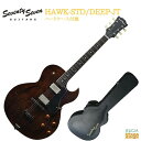 Seventy Seven Guitars HAWK-STD/DEEP-JT ・SeventySeven Guitars Japan Tune-upシリーズ 2006年の設立以来、良質な生鳴りを求めた国産のセミアコースティック/フルアコ—スティックギターブランドとしてご好評を頂いているSeventySeven guitarsに2020年、新たなラインナップが追加されました。 この新しい「SeventySeven Japan Tune-Upシリーズ」では、1977年のヘッドウェイ工場設立から40年以上の経験の中で培ったギター作りのノウハウに基づき、プレイヤーが豊かな音楽表現を生み出す力になるべく、ネックやフレットといった演奏性にダイレクトに関わってくる部分を細部にわたって調整し、工場出荷時の段階からプレイヤーの手になじむように細心の注意を払ってセットアップしております。是非手に取ってその演奏性、サウンドをお確かめください。 ・日本工房による確かなセットアップ プロギタリストは買ったギターをそのまま使わず、まずは信頼出来るリペアマンに預け好みのセッティングに調整してからステージに立つと聞きます。ギターに親しんだベテランは自分のギターのナットを自分で削り、好みの弾き心地になるまで手を加えます。 確かなセットアップが施されていることは良い演奏をする上での大前提であり、SeventySeven Japan Tune-Up seriesでは、工場出荷時の段階からミュージシャンの即戦力となるように丁寧なセットアップが施されております。 ・押さえやすい弦高調整 ギターの弾きやすさに大きく関わってくるのが弦高です。弦の押さえやすさを重視した適正弦高に1本1本丁寧に調整しています。 [ フレットエッジの丸め加工 ] 番手の違うサンドペーパーやスチールウールなどを使い分け、各フレットのエッジ部分に丁寧に丸みを付けることにより、左手の移動が滑らかになりました。ハイフレットまで滑るように移動が可能です。 ・アルニコ2オリジナルピックアップ アルニコ2マグネットを採用したSeventySevenオリジナルピックアップ、 「SeventySeven AL2」を搭載。クリーントーンではきらびやかな鈴鳴り感を表現しつつも耳に痛くない暖かさを併せ持ち、ドライブをかけると歯切れの良いエッジの効いたクランチサウンドを出力します。プレイヤーの創造力を膨らませて豊かな演奏表現を生み出します。 ・スリムネック スリムなCシェイプネックを採用。手の小さいプレイヤーにも押さえやすく、コードチェンジを多用する複雑な楽曲の演奏にも挑戦しやすくなります。 ローポジションからハイポジションまで滑らかなテーパーで、流れるような自然な運指を手助けします。 ・クルーソンペグ ペグには滑らかなつまみの回転と安定性を持ったKlusonブランドのペグを採用。チューニング時のストレスを減らし、演奏に集中することができます。 ・ブリッジ オバンコール製の可動式ブリッジ。ローズウッドに近い特徴を持ち、弦振動をしっかりとサポートします。 ・付属専用ハードケース SeventySevenロゴの入った専用ハードケース。大切な楽器をしっかりと保護します。 ※各部の詳細画像はDWNカラーとなります。 ご了承ください。 Seventy Seven Guitars HAWK-STD/DEEP-JT Specs Body: Laminated Plain Maple Neck: Maple Fingerboard: Ovangkol Nut: Bone Machineheads: Kluson / KTS90SLN Ni ( Round knob ) Fret: Nickel Silver Pickup: SeventySeven / AL2 Control: 2Vol, 2Tone, 3Way Scale: 628mm Width at Nut: 43.0mm Fingerboard Radius: 305R Finish: Urethane UV Coating String: Elixir NANOWEB Light Accessories: ハードケース、六角レンチ、保証書 ※商品画像はサンプルです。 ★掲載の商品は店頭や他のECサイトでも並行して販売しております。在庫情報の更新には最大限の努力をしておりますが、ご注文が完了しましても売り切れでご用意できない場合がございます。 　また、お取り寄せ商品の場合、生産完了などの理由でご用意できない場合がございます。 　その際はご注文をキャンセルさせていただきますので、予めご了承くださいませ。 ★お届け先が北海道や沖縄、その他離島の場合、「送料無料」と表記の商品であっても別途中継料や送料を頂戴いたします。その際は改めてご連絡を差し上げますのでご了承ください。