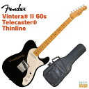 Fender Vintera II '60s Telecaster Thinline, Maple Fingerboard Vintera® II 60s Telecaster® Thinlineは、60年代のタイムレスなサウンドを現代に蘇らせ、フェンダーならではのアイコニックなルックス、インスピレーション、比類ないトーンを提供します。 Vintera® II 60s Telecaster® Thinlineは、セミホロウのアッシュボディとメイプルネックを採用し、パンチと透明感に溢れ、アコースティックでオープンな響きと深みを持つクラシックなフェンダートーンを実現します。60年代後期の"C"シェイプネックは、心地よい丸みを帯びた直感的で心地良い演奏性を提供し、7.25インチラジアス指板とヴィンテージトールフレットにより、大胆なベンディングや繊細なビブラートが可能で、ヴィンテージの快適さが得られます。ヴィンテージスタイルの'60sピックアップは、煌びやかさと生き生きとしたトゥワングを提供します。ヴィンテージスタイルのチューニングマシンは、クラシックなルックスに加え、より細かいギア比とチューニングの安定性を向上させます。 Vintera® II 60s Telecaster® Thinlineのクラシックなヴィンテージフィールと比類なきフェンダーサウンドで、あなたにしかできない、新たな音楽の歴史を刻み始めましょう。 [ 特長 ] ・セミホロウアッシュボディ ・7.25インチラジアスのメイプル指板、ヴィンテージトールフレット ・70年代後期のLate-'60s "C"ネックシェイプ ・ヴィンテージスタイルMid-'60sピックアップ ・ヴィンテージスタイルの3スロテッドスチールサドル式ブリッジ ・ヴィンテージスタイル"F"刻印入りチューニングマシン Fender Vintera II '60s Telecaster Thinline, Maple Fingerboard Specs Body Body Material: Semi-Hollow Ash Body Finish: Gloss Polyester Body Shape: Telecaster® Neck Neck Material: Maple Neck Finish: Gloss Urethane Neck Shape: Late '60s "C" Fingerboard Material: Maple Fingerboard Radius: 7.25" (184.1 mm) Number of Frets: 21 Fret Size: Vintage Tall Nut Material: Synthetic Bone Nut Width: 1.650" (42 mm) Position Inlays: Black Dot Truss Rod: Vintage-Style Butt Adjust Truss Rod Nut: Vintage-Style Butt Adjust Electronics Bridge Pickup: Vintage-Style '60s Single-Coil Tele® Neck Pickup: Vintage-Style '60s Single-Coil Tele® Controls: Master Volume, Master Tone Switch: 3-Position Blade: Position 1. Bridge Pickup, Position 2. Bridge and Neck Pickups, Position 3. Neck Pickup Configuration: SS Hardware Bridge: 3-Saddle Vintage-Style Tele® with Slotted Steel Saddles Bridge Mounting: 4-Screw Vintage-Style Hardware Finish: Nickel/Chrome Tuning Machines: Fender® Vintage "F" Stamped String Trees: Butterfly Pickguard: 4-Ply Aged White Pearloid Pickup Cover: Neck: Chrome; Bridge: Black Control Knobs: Knurled Flat-Top Switch Tip: Top Hat Style, Black Neck Plate: 4-Bolt with "F" Logo Miscellaneous Strings: Fender® USA 250L Nickel Plated Steel (.009-.042 Gauges) Accessories Case/Gig Bag Included: Deluxe Gig Bag ※商品画像はサンプルです。 ★掲載の商品は店頭や他のECサイトでも並行して販売しております。在庫情報の更新には最大限の努力をしておりますが、ご注文が完了しましても売り切れでご用意できない場合がございます。 　また、お取り寄せ商品の場合、生産完了などの理由でご用意できない場合がございます。 　その際はご注文をキャンセルさせていただきますので、予めご了承くださいませ。 ★お届け先が北海道や沖縄、その他離島の場合、「送料無料」と表記の商品であっても別途中継料や送料を頂戴いたします。その際は改めてご連絡を差し上げますのでご了承ください。