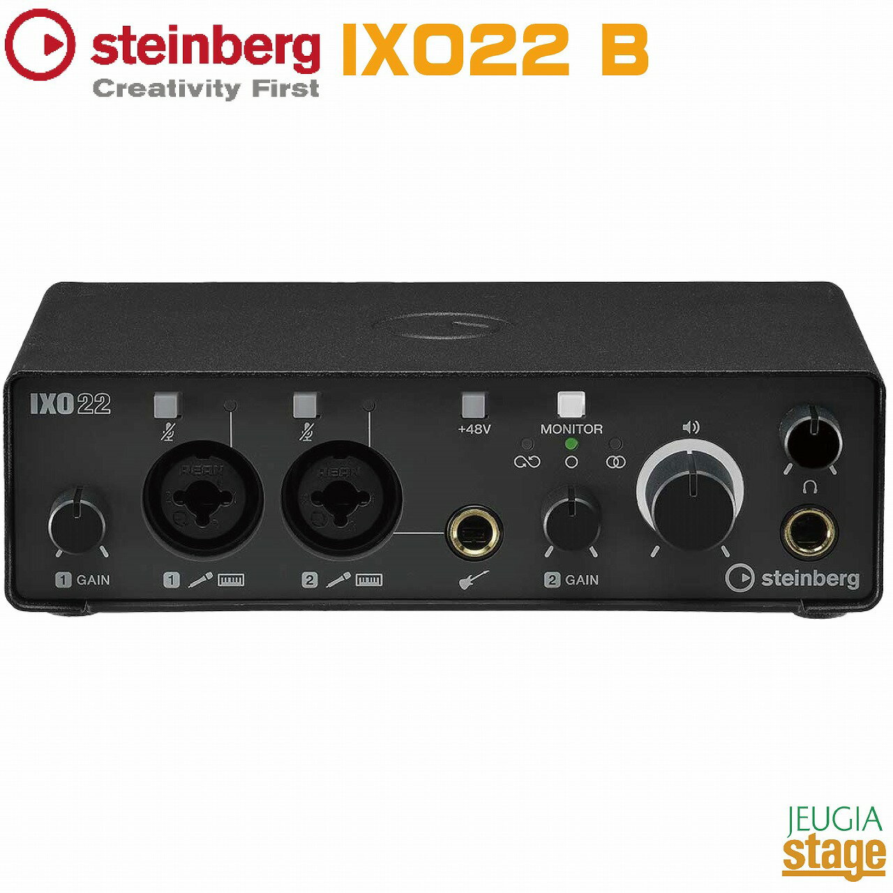 【新製品】Steinberg IXO22 BUSB Audio Interface Blackスタインバーグ USBオーディオインターフェース ブラック【Stage-Rakuten Desk Top Music】2in2out (2×XLR/TRS(Mic/Line) 1×Hi-Z) USB 2.0 Type-C 黒 ヤマハ 定番 人気