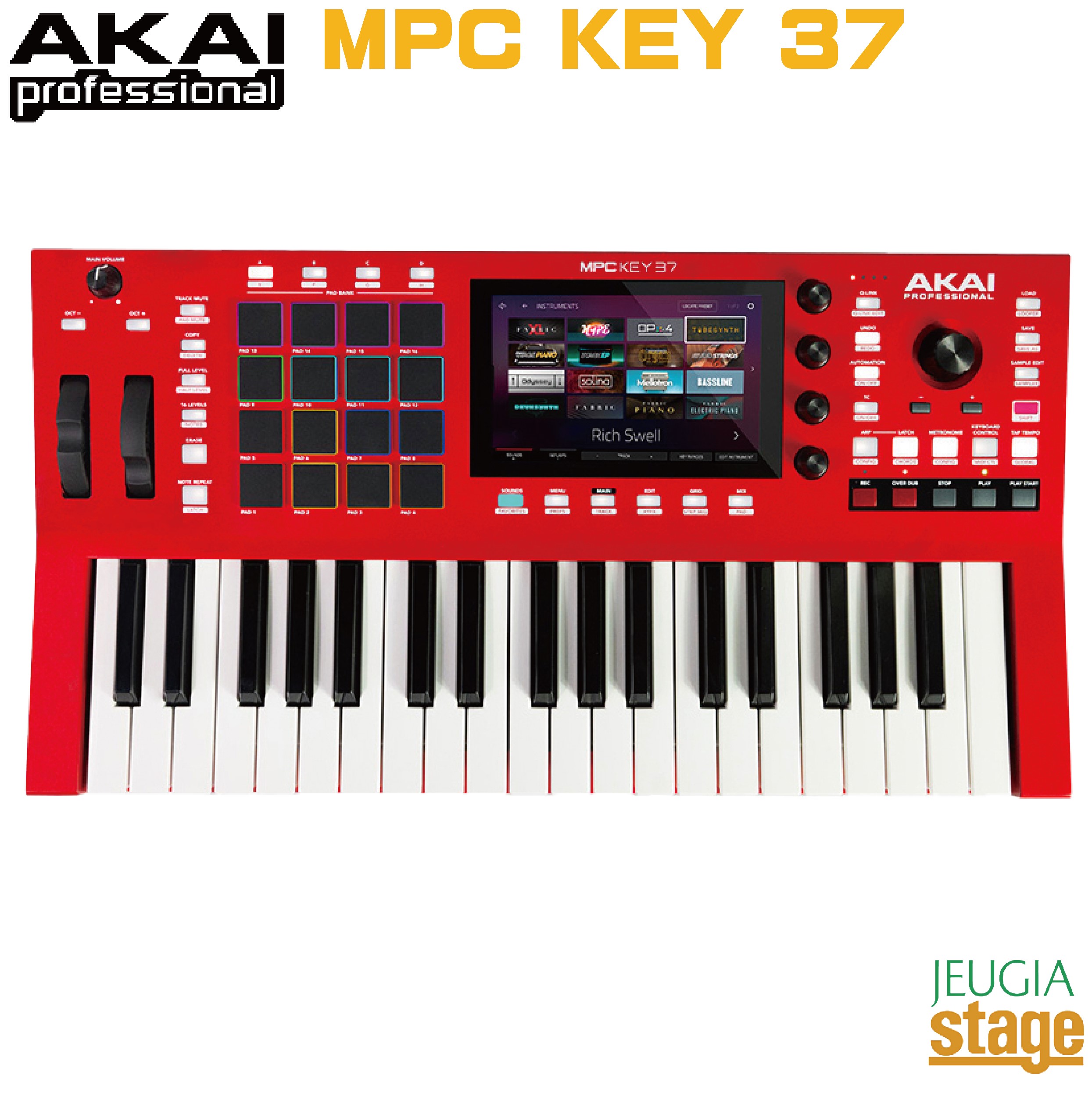 AKAI MPC KEY 37 STANDALONE MPC PRODUCTION KEYBOARDD アカイ スタンドアロン プロダクション キーボード 37鍵 【Stage-Rakuten Synthesizer】 アフタータッチ対応セミウェイト鍵盤 標準37鍵盤 シンセサイザー