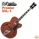 D'Angelico Premier EXL-1 オリジナルの17インチ(431.8mm)幅、3インチ(76.2mm)厚のシングル・カッタウェイ・ホロー・ボディーのPremier EXL-1が登場しました。 ディアンジェリコらしさを感じるオリジナル形状のピックガードは、5プライのトータス・シェル柄となっています。ボディー・トップ＆バック、ヘッドストックとネックにはバインディングが装飾され、マザー・オブ・パール・アクリル・ブロック・ポジションマーカーと組み合わせたデザインです。 ボディー・マテリアルはスプルース・トップ、フレイム・メイプル・サイド&バックで、メイプル・ネックにオバンコール・フィンガーボードといったウッド・マテリアルを用いています。 ネック・フィニッシュはサテンで、25.5インチ(648mm)のスケールを採用し、セット・ネック・ジョイントとなっています。 さらに、デュアル・アクションのトラスロッドを搭載し、ヘッド側で調整するようになっています。 特徴的なヘッドストック・デザインはディアンジェリコの伝統を継承しています。 トラスロッド・カバーはアルミニウム製で、1930年頃にニューヨークで流行したのアール・デコ建築(エンパイア・ステート・ビルディングなど)が建ち並ぶニューヨークの摩天楼にインスパイアされた存在感のあるデザインです。 ピックアップは、フィンガーボード・エンドにフローティング・タイプのダンカン・デザインのミニ・ハムバッカーを1基搭載しています。 コントロールはピックガードに装備され、1ヴォリューム、1トーンのレイアウトです。ハードウェアはクロームで統一し、ステアーステップ・ボタンのグローバー・スーパー・ロトマティック・チューナー、全体の弦高調整が可能なオバンコール製ブリッジ&ステアーステップ・トラピーズ・テイルピースの仕様です。 ギグバッグが付属します。 D'Angelico Premier EXL-1 Specs ・HEADSTOCK Headstock Shape: Standard Logo Inlay: Mother of Pearl D'Angelico New York Logo Series Inlay (Front): Mother of Pearl Premier Shield Logo Serial Number (Back): Model Name, Serial Number Binding: 3-ply Finish: Satin Headpin: Cupola Tuners: Rotomatic Stairstep Strings: .012-.052 Truss Rod Cover: Aluminum Skyscraper Nut Width: 1 11/16” (42.86mm) Nut Material: PPS ・ FINGERBOARD Material: Ovangkol Binding: 3-ply Fretwire: Medium Vintage Nickel Silver Scale Length: 25.5" (648mm) Radius: 14" (355.6mm) Top Inlay: White Pearloid Block Fret Number: 22 ・NECK Material: Maple Finish: Satin Profile: C-Shape Joint Type: Set Neck Truss Rod: Dual Action ・BODY Body Shape: Single Cutaway Body Style: Hollowbody Body Depth: 3" (76.2mm) Body Width: 17" (43.18mm) Color: Satin Walnut Finish: Satin Top Material: Laminated Spruce Back Material: Laminated Flame Maple Side Material: Laminated Flame Maple Binding: 1-ply Bridge: Ovangkol Tailpiece: Stairstep Pickguard: Tortoise Scalini (5-ply) Knobs: 2 Mini-Hexagon Strap Buttons: Chrome ・ELECTRONICS Overview: 1 Floating Mini Humbucker / 1 volume / 1 tone Pickup (Neck): Seymour Duncan® Designed Floating Mini-Humbucker Pots: 500k Output Jack: Standard Mono ・GENERAL Case: Gig Bag ※商品画像はサンプルです。 ★掲載の商品は店頭や他のECサイトでも並行して販売しております。在庫情報の更新には最大限の努力をしておりますが、ご注文が完了しましても売り切れでご用意できない場合がございます。 　また、お取り寄せ商品の場合、生産完了などの理由でご用意できない場合がございます。 　その際はご注文をキャンセルさせていただきますので、予めご了承くださいませ。 ★お届け先が北海道や沖縄、その他離島の場合、「送料無料」と表記の商品であっても別途中継料や送料を頂戴いたします。その際は改めてご連絡を差し上げますのでご了承ください。