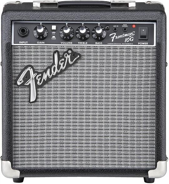 FENDER ( フェンダー ) / FRONTMAN 10G ギターコンボアンプ ベストセラーの”FRONTMANシリーズ”最小モデル。CleanとOverdriveの切り替えスイッチと、4つのつまみを調整するだけの簡単操作で、初心者の方も気軽に演奏を楽しめます。お手持ちのヘッドホンをHEADPHONE端子に繋げば、時間を選ばず練習できます！ ー specs ー ■タイプ：ギターアンプ、コンボタイプ ■実効出力：10W ■コントロール：ゲイン、ボリューム、トレブル、ベース、オーバードライブセレクトスイッチ ■スピーカー：6" Fenderスペシャルデザインスピーカー ■サイズ(cm)：26W×28H×14.6Dcm ■重量(kg)：3.8kg ※画像はイメージです。 ※掲載の商品は店頭や他のECサイトでも並行して販売しております。在庫情報の更新には最大限の努力をしておりますが、ご注文が完了しましても売り切れでご用意できない場合がございます。 その際はご注文をキャンセルさせていただきますので、予めご了承くださいませ。 また、お取り寄せ商品の場合、生産完了などの理由でご用意できない場合がございます。 ※お届け先が北海道や沖縄、その他離島の場合、「送料無料」と表記の商品であっても別途中継料や送料を頂戴いたします。その際は改めてご連絡を差し上げますのでご了承ください。楽天ショップ・オブ・ザ・マンス 2021年2月度　楽器ジャンル賞　受賞！ 　