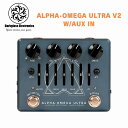 商品説明 発売以来ベストセラーとなったALPHAOMEGA ULTRAが、ブラッシュアップされALPHAOMEGA ULTRA V2 with AUX-INとして登場。 AlphaとOmegaの2つのディストーションエンジンと強力に効く6バンドGEQを搭載しており、プレーヤーの求めるサウンドメイキングが可能です。またキャビネットシミュレーション、ヘッドフォンアウト、AUXインプットを搭載していますので、ステージでも自宅でも最高のツールとなります。 商品仕様 Blend クリーンシグナルとオーバードライブシグナルのミックスバランスをコントロールします。オーバードライブシグナルのボリュームをコントロールする Level ノブの設定に関わらず、クリーンシグナルはユニティ・ゲインとなっており、ミックスするバランスの微調整を Blend ノブで行います。 Level オーバードライブシグナルのボリュームを設定します。 Drive オーバードライブシグナルのゲイン量を設定します。 Bite プレゼンスと明瞭さを加えるハイミッド（2.8kHz）をブーストします。 Growl ファットなトーンを生み出すシェルビングタイプのベースブーストで、ローエンドのサチュレーションを増加させます。 Mod 2つの全く異なるディストーションサーキットをセレクトもしくはミックスします。ALPHA はパンチがありタイトで非常に明瞭なサウンドであるのに対し、OMEGA は荒々しくも生々しい分かりやすいサウンドです。Darkglass Suite ソフトウェアを使用すれば、Mod コントロールをフットスイッチにアサインさせて Alpha と Omega を切り替えることも可能です。この時、スイッチを長押しすることでモード自体の ON/OFF も切り替えることができます。 Master Alpha・Omega Ultra 全体のボリュームを調整します。クリーン・モードの出力の微調整を行うのに理想的です。D.I アウトとヘッドホンアウトのレベルコントロールとして使用することもできます。バイパス時は、このコントロールの設定はレベルには影響しません。 Bass 80Hz を中心周波数とした帯域を ±12dB までブースト/カットします。 Mid bands 250Hz, 500Hz, 1.5kHz, 3kHz を中心周波数としたそれぞれの帯域を ±12dB までブースト/カットします。 Treble 5kHz を中心周波数とした帯域を ±12dB までブースト/カットします。 Ground lift ダイレクトアウトのグラウンドを切断してグランドループを防ぎます。スイッチはノイズの少ない方のポジションに設定してください。このスイッチの設定は 1/4″ フォンアウトには影響しません。 Cab Sim ダイレクトアウトプットのキャビネットシミュレーションの ON/OFF を切り替えます。このスイッチで、必要に応じてすべてのデジタル回路を完全にバイパスした信号を出力することができます。 Headphones 16Ω のミニマムロードで駆動できる 3.5mm ステレオジャックのヘッドホンアンプを内蔵しています。レベル調整はマスターボリュームコントロールで行います。 USB Micro-USB Bコネクタから PC / Mac に接続して、ペダルにキャビネットシミュレーションのインパルスレスポンス（IR）をロードし、さまざまなセッティングをコントロールすることができます。 Aux In PC やスマートフォンなどを接続可能な3.5mm ステレオインプットです。AUX インプットに入力された信号はヘッドホンアウトのみに出力されます。このペダル本体上にAUX インプットに入力される信号の音量のコントロールはありませんので、接続する機器側で音量をコントロールしてください。使用する際は音量にお気を付けください。 DIMENSIONS 125 x 96 x 57 mm WARNING Alpha・Omega Ultra V2 の 消費電流は 130mA です。レギュレートされた DC9V センターマイナス極性のアダプターをご使用ください。環境への配慮を理由に 9V バッテリー（006P）駆動には対応していません。レギュレートされてないパワーサプライの使用、もしくは 9VDC 以上の電圧を供給した場合、ノイズの発生やユニットが破損する恐れがあり、保証対象外となりますのでご注意ください。 ★掲載の商品は店頭や他のECサイトでも並行して販売しております。在庫情報の更新には最大限の努力をしておりますが、ご注文が完了しましても売り切れでご用意できない場合がございます。その際はご注文をキャンセルさせていただきますので、予めご了承くださいませ。 ★お取り寄せ商品の場合、メーカーで生産完了などの理由でご用意できない場合がございます。 ★北海道地方や沖縄地方、またお届けに船舶や航空機を使用する必要がある離島など、遠方へのお届けの際は『送料無料』の表記がありましても、別途配送料や中継料を加算させていただく場合がございます。詳しくはお問い合わせください。