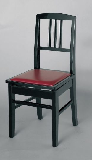 ITOMASA 背付きピアノ椅子(トムソン椅子） NO.5黒（座面エンジ）