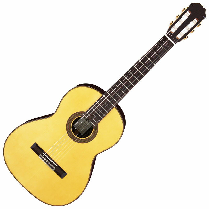 ARIA Classical Guitars Concert ギター製作技術の伝統を誇るスペインで委託製作され、 バインディングや飾り部分には一切プラスチックを使用せず、 高級手工ギターと同じように木象眼（モザイク）を使用しています。 スペイン製ギターが持つ特有の明るい音色をお楽しみください。 スペック Top Solid Spruce Back & Sides Rosewood Neck Mahogany Fingerboard Rosewood Scale 650 mm Nut width 52 mm MADE IN SPAIN ※画像はサンプルです。実施の商品とは木目が異なります。 ※商品の汚れや状態はお問い合わせ下さい。 ※掲載の商品は店頭や他のECサイトでも並行して販売しております。在庫情報の更新には最大限の努力をしておりますが、ご注文が完了しましても売り切れでご用意できない場合がございます。 その際はご注文をキャンセルさせていただきますので、予めご了承くださいませ。 また、お取り寄せ商品の場合、生産完了などの理由でご用意できない場合がございます。 ※お届け先が北海道や沖縄、その他離島の場合、「送料無料」と表記の商品であっても別途中継料や送料を頂戴いたします。その際は改めてご連絡を差し上げますのでご了承ください。