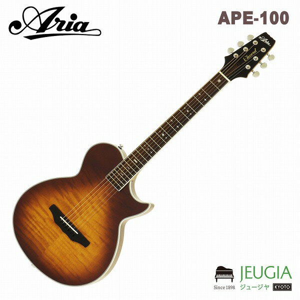 ARIA/APE-100 マホガニーをくりぬいたボディに フレイムメイプルトップを組み合わせた エレクトリックアコースティックギター。 55mm 厚の取り回しの良いボディに、ギターの 音色をよりはっきりと聴くことができるサイド サウンドホールを採用しています。 Fishman ピエゾピックアップを搭載しています。 Body: Flamed Maple Top, Mahogany Back & Sides Neck: Mahogany 3-Ply with Maple Reinforce, Bolt-on Fingerboard: Rosewood Frets: 21 Fret Scale: 648 mm Nut & Saddle: Bone Nut width: 43 mm Bridge: Rosewood Hardware: Chrome Pickup: Fishman Piezo ※商品画像はサンプルです。 ※掲載の商品は店頭や他のECサイトでも並行して販売しております。在庫情報の更新には最大限の努力をしておりますが、ご注文が完了しましても売り切れでご用意できない場合がございます。 その際はご注文をキャンセルさせていただきますので、予めご了承くださいませ。 また、お取り寄せ商品の場合、生産完了などの理由でご用意できない場合がございます。 ※お届け先が北海道や沖縄、その他離島の場合、「送料無料」と表記の商品であっても別途中継料や送料を頂戴いたします。その際は改めてご連絡を差し上げますのでご了承ください。