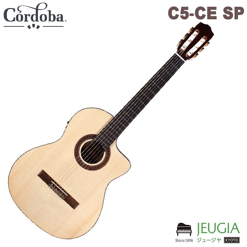 Cordoba/C5-CE SP C5 SPは伝統的なスパニッシュスタイルの工法で製作されたIberiaシリーズの初期からラインナップされているロングセラーモデルC5をもとにトップ材を変更したモデルです。トップにソリッドイングルマンスプルース、バック＆サイドにマホガニーの組み合わせはクリアでパワフルなトーンと美しいサスティーンを奏でます。湿度や気温によるネックの変化に対応可能なアジャスタブルロッド仕様です。Fishman Presys IIを搭載し、ステージでも活躍できるモデルです。 美しい音色 トップにソリッドイングルマンスプルース、バック＆サイドにマホガニーの組み合わせはクリアでパワフルなトーンと美しいサスティーンを奏でます。 美しい見た目 様々な木でのモザイクパターンを使った手作りのロゼッタは他のメーカーのギターとは一線を画します。 Fishman Presys IIを搭載 チューナー付きで2つのトーンコントロールをもつFishman Presys IIを搭載。ステージでも活躍できるモデルです。 トップ材ソリッドイングルマンスプルース バック＆サイド材マホガニー バインディングComposite ブリッジパーフェロー パフリングなし ロゼッタオールウッドトラディショナル フィニッシュグロスポリウレタン ネック材マホガニー フィンガーボード材パーフェロー トラスロッドデュアルアクション　4mm六角 スケール650 mm ナット幅50 mm ナット/サドルBone フレット数19 フレット ブレイシングfan bracing ボディ上部幅283mm ボディ下部幅371mm ボディ長さ489mm 全長991mm ボディ上部厚み95mm ボディ下部厚み100mm 糸巻きCordoba Gold with Pearl Buttons ゴルペ板/ピックガードなし 付属バッグ/ケースCordoba Gig Bag ピックアップシステムFishman Presys II 初期セットアップ弦Savarez Cristal Corum High Tension 500CJ ※商品画像はサンプルです。 ※商品の汚れや状態はお問い合わせ下さい。 ※掲載の商品は店頭や他のECサイトでも並行して販売しております。在庫情報の更新には最大限の努力をしておりますが、ご注文が完了しましても売り切れでご用意できない場合がございます。 その際はご注文をキャンセルさせていただきますので、予めご了承くださいませ。 また、お取り寄せ商品の場合、生産完了などの理由でご用意できない場合がございます。 ※お届け先が北海道や沖縄、その他離島の場合、「送料無料」と表記の商品であっても別途中継料や送料を頂戴いたします。その際は改めてご連絡を差し上げますのでご了承ください。