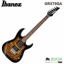 Ibanez/GRX70QA 「Ibanez」の代名詞的モデルである「RG」シェイプのエントリーモデル「GIO Series」の豪華なキルトメイプルトップモデル！ ヘッドはRGと同形状でIbanezらしさを強く残しながら、やや丸みを帯びたボディ形状のGRXはそのスタイル同様ジャンルを選ばないエントリーモデルです。 GRX70QAはあざやかなキルテッド・メイプルのグラビュア・シートをボディTOPに貼り合せシースルー・カラーで仕上げた絢爛（けんらん）豪華なモデル。 GRG同様のHSH（ハムバッキング-シングル-ハムバッキング）ピックアップのパワフルなサウンドも魅力です。 ■キルテッド・メイプルを模したデザイン・フィルムをトップへ貼ったポプラ材ボディ フラットで扱いやすい音響特性の材料で、それほど重くないことも特徴です。 ■演奏しやすい25.5インチ・スケール & 22フレット指板と、握りやすいラウンド・シェイプのメイプル材ネック ■パワフルかつクリアなサウンドが特徴の Infinity R Ibanez オリジナル ・ピックアップを搭載 　ハムバッカー2基とシングルコイル・ピックアップとを5wayスイッチでワイヤリングし、多彩なサウンド・バリエーションを獲得しています. ■シンプルな1ボリューム、1トーンコントロール Gio Ibanezとは 「ステージへ最速」をコンセプト・ワードにした、楽器をこれから始めるエントリー層に向けたシリーズです。 ラインナップされるギター/ベースは、コンセプトのその文字通り、手にすればそのままステージに登れるよう、楽器本体と演奏/運搬に必要なアイテムをオールインワンにした、パッケージ製品です。 同じような価格の製品で もしも迷っているのなら、GIO Ibanezを選んでください。 手にしたその日からあなたも、世界中のIbanezアーティストや多くのプレイヤーとおなじく、ミュージシャンの一員なのです。 付属品 ●純正ソフトケース ●メーカー保証（12ヶ月） ※画像はサンプルです。木目・色味は個体差により異なります。 ※商品の汚れや状態はお問い合わせ下さい。 ※掲載の商品は店頭や他のECサイトでも並行して販売しております。在庫情報の更新には最大限の努力をしておりますが、ご注文が完了しましても売り切れでご用意できない場合がございます。 その際はご注文をキャンセルさせていただきますので、予めご了承くださいませ。 また、お取り寄せ商品の場合、生産完了などの理由でご用意できない場合がございます。 ※お届け先が北海道や沖縄、その他離島の場合、「送料無料」と表記の商品であっても別途中継料や送料を頂戴いたします。その際は改めてご連絡を差し上げますのでご了承ください。