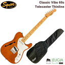 Classic Vibe 60s Telecaster Thinline 60年代のセミホローTelecasterを記念するモデルです。フェンダーが開発したアルニコシングルコイルピックアップを搭載し、オーセンティックなTelecasterトーンを奏でます。 ナロートールフレットを装備した9.5インチラジアス指板のCネックシェイプ、ヴィンテージスタイルのTelecasterブリッジなど、本格的なTelecasterのプレイアビリティをお楽しみいただけます。ヘッドやネックは60年代のTelecasterにインスパイアされた仕上げとなっており、威厳と風格に満ちています。 ・Fender開発のアルニコシングルコイルピックアップ搭載 ・ヴィンテージスタイルTelecasterブリッジ採用 ・セミホローボディ ・Cシェイプのメイプルネックを採用 Body Material: Nato Body Finish: Gloss Polyurethane Neck: Maple, “C” Shape Neck Finish: Tinted Gloss Urethane Fingerboard: Maple, 9.5” (241 mm) Frets: 21, Narrow Tall Position Inlays: Black Dot (Maple) Nut (Material/Width): Bone, 1.650” (42 mm) Scale Length: 25.5” (648 mm) Pickups: Fender Designed Alnico Single-Coil (Bridge), (Middle), Fender Designed Alnico Single-Coil (Neck) 付属品：専用ソフトケース 練習する際に必要なアンプなどもセットになって数量限定で絶賛販売中！ ◇詳しくはこちらをクリック 夜間の練習にも最適なヘッドホンアンプセットも数量限定で絶賛販売中！ ◇詳しくはこちらをクリック ※商品の汚れや状態はお問い合わせ下さい。 ※掲載の商品は店頭や他のECサイトでも並行して販売しております。在庫情報の更新には最大限の努力をしておりますが、ご注文が完了しましても売り切れでご用意できない場合がございます。 その際はご注文をキャンセルさせていただきますので、予めご了承くださいませ。 また、お取り寄せ商品の場合、生産完了などの理由でご用意できない場合がございます。 ※お届け先が北海道や沖縄、その他離島の場合、「送料無料」と表記の商品であっても別途中継料や送料を頂戴いたします。その際は改めてご連絡を差し上げますのでご了承ください。