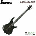 Ibanez/GSR280QA-TKS GIOシリーズは、世界で活躍する国内ブランド Ibanezが「ステージへ最速」をコンセプトにデザインしたモデルです。指板材には少し珍しいパープルハートが用いられ、エッジの鋭いアタック感とロングサステインを実現します。取り回しの効くコンパクトかつ軽量なボディや細めのネックは、初めてベースを手にする方や 女性や子供の方にもおすすめしたいポイントです。 ■Gio Ibanez（ジオ・アイバニーズ）シリーズ “ステージへ最速“ をコンセプトとする、楽器をこれから始めるエントリー層に向けたシリーズ。「ベースを始めたいけど何を買ったらいいのかわからない・・・」 そんなニーズに応えます。 ■GIOシリーズ　エレキベース ■アクティブタイプ ■Transperent Balck Sunburst ■ネック：Maple ■ボディ：Quilted Maple Art Grain top /Okoume ■指板： PurpleHeart ■ブリッジ：B10 bridge (19mm string spacing) ■ピックアップ：Ibanez Dynamix N/B pickup ■コントロール：PHAT II EQ ■特徴 ・中低音域特性に優れるオコウメ材のコンパクト・ボディ、弾きやすいメイプル材のスリム・ネック ・美しい杢目のキルテッド・メイプル・アート・グレインTOP（キルテッド・メイプル調グラビュア・シート貼） ・芯のある音と十分なパワー感を持ったIbanez オリジナル・Jタイプ・ピックアップ ・低音域と高音域を持ち上げ、サウンドにパワーを与えるPHAT II EQ（006P　9Vアルカリ乾電池駆動） ■ソフトケース IBB101付属 ※画像はサンプルです。木目・色味は個体差により異なります。 ※商品の汚れや状態はお問い合わせ下さい。 ※掲載の商品は店頭や他のECサイトでも並行して販売しております。在庫情報の更新には最大限の努力をしておりますが、ご注文が完了しましても売り切れでご用意できない場合がございます。 その際はご注文をキャンセルさせていただきますので、予めご了承くださいませ。 また、お取り寄せ商品の場合、生産完了などの理由でご用意できない場合がございます。 ※お届け先が北海道や沖縄、その他離島の場合、「送料無料」と表記の商品であっても別途中継料や送料を頂戴いたします。その際は改めてご連絡を差し上げますのでご了承ください。