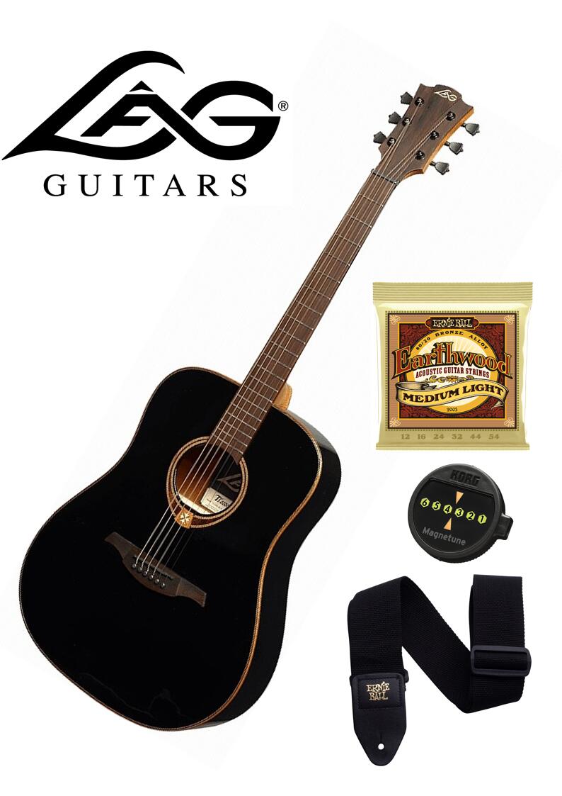 【チューナー 弦 ストラップ付】LAG Guitars Tramontane T118DSET BLK DREADNOUGHT Black ラグ ギターズ トレモンテイン アコースティックギター アコギ ドレットノート ブラック セット