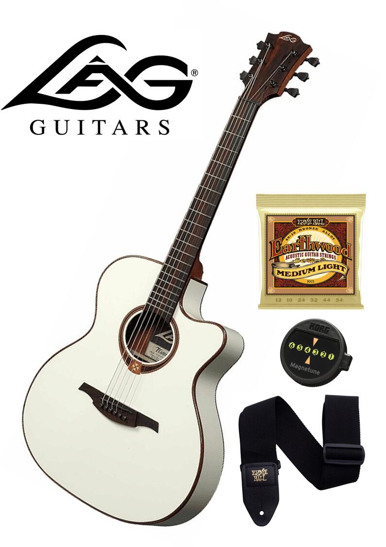 【チューナー 弦 ストラップ付】LAG Guitars Tramontane T118ASCE SET AUDITORIUM SLIM CUTAWAY ELECTRO IVORY ラグ ギターズ トレモンテイン アコースティックギター アコギ エレアコ オーディトリアム スリム アイボリー ホワイト セット