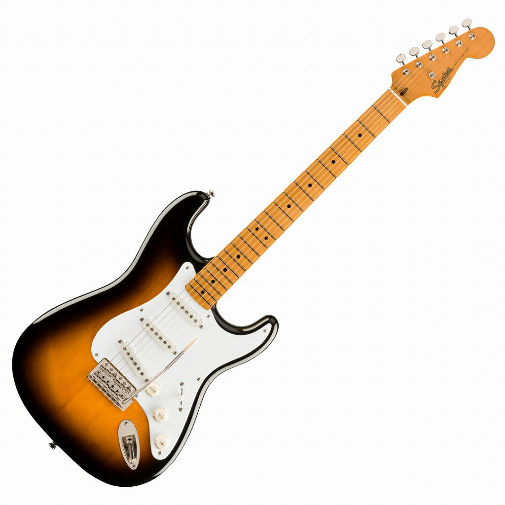 商品説明 50年代に誕生したStratocasterを記念するClassic Vibe ‘50s Stratocasterは、フェンダーが開発したアルニコシングルコイルピックアップを3基搭載し、幅広いサウンドメイキングが可能です。ナロートールフレットを装備した9.5インチラジアス指板のCネックシェイプ、ヴィンテージスタイルのトレモロシステムなど、快適で表情豊かな演奏を実現するスペックを備えています。ヘッドやネックは50年代のStratocasterにインスパイアされた仕上げとなっており、本格的なオールドスクールの風格をまとっています。 商品仕様 Series Classic Vibe Body Material Pine Body Finish Gloss Polyurethane Neck Maple, “C” Shape Neck Finish Tinted Gloss Urethane Fingerboard Maple, 9.5” (241 mm) Frets 21, Narrow Tall Position Inlays Black Dot (Maple) Nut (Material/Width) Bone, 1.650” (42 mm) Tuning Machines Vintage-Style Scale Length 25.5” (648 mm) Bridge 6-Saddle Vintage-Style Synchronized Tremolo Pickguard 1-Ply White Pickups Fender Designed Alnico Single-Coil (Bridge), Fender Designed Alnico Single-Coil (Middle), Fender Designed Alnico Single-Coil (Neck) Pickup Switching 5-Position Blade: Position 1. Bridge Pickup, Position 2. Bridge and Middle Pickup, Position 3. Middle Pickup, Position 4. Middle and Neck Pickup, Position 5. Neck Pickup Controls Master Volume, Tone 1. (Neck Pickup), Tone 2. (Bridge/Middle Pickup) Control Knobs Aged White Plastic Hardware Finish Nickel Strings Nickel Plated Steel (9-.042 Gauges) ★掲載の商品は店頭や他のECサイトでも並行して販売しております。在庫情報の更新には最大限の努力をしておりますが、ご注文が完了しましても売り切れでご用意できない場合がございます。その際はご注文をキャンセルさせていただきますので、予めご了承くださいませ。 ★お取り寄せ商品の場合、メーカーで生産完了などの理由でご用意できない場合がございます。 ★北海道地方や沖縄地方、またお届けに船舶や航空機を使用する必要がある離島など、遠方へのお届けの際は『送料無料』の表記がありましても、別途配送料や中継料を加算させていただく場合がございます。詳しくはお問い合わせください。