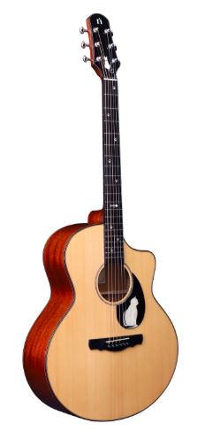 NATASHA/CAT モデル名が示すように、猫のシンボルが特徴のCAT。基本的なスペックはJC-1同じで、見た目のファンシーさとは裏腹にサウンドとクオリティはトップクラス。JC-1との違いは、ヘッドと指板に施された猫をモチーフとしたインレイです。猫のシルエットが入ったピックガードは付属品として付いてきますので、購入後にプレイヤーの好みで、有無を選べます。 ■Body Shape Jumbo ■Total Length 41″ ■Top Solid Sitka Spruce ■Back Solid Mahogany ■Sides Layered Mahogany ■Fingerboard HPL Ebony , 380R ■Neck Mahogany + HPL Ebony ■Nut width 43mm ■Scale 650mm ■Bridge HPL Ebony ■Rosette Abalone Seashell ■Body Binding Mahogany ■Nut & Saddle Select Bone ■Bridge Pins Plastic-Steel ■Finish Gloss/Satin ■Tuners Natasha (1:18) ■Fingerboard Inlay Cat’s Paw Pads ※商品の汚れや状態はお問い合わせ下さい。 ※掲載の商品は店頭や他のECサイトでも並行して販売しております。在庫情報の更新には最大限の努力をしておりますが、ご注文が完了しましても売り切れでご用意できない場合がございます。 その際はご注文をキャンセルさせていただきますので、予めご了承くださいませ。 また、お取り寄せ商品の場合、生産完了などの理由でご用意できない場合がございます。 ※お届け先が北海道や沖縄、その他離島の場合、「送料無料」と表記の商品であっても別途中継料や送料を頂戴いたします。その際は改めてご連絡を差し上げますのでご了承ください。