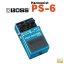 BOSS Harmonist PS-6 定番ピッチ・シフターが3声ハーモニーに強化。高音質化も実現し、“ハーモニスト”として登場。 PS-6は、ピッチ・シフターの定番モデルとして永きにわたりギタリストに愛用されてきたPS-5の後継モデル。従来モデルでは2声までだったハーモニー機能を3声に強化し、曲のキーに合わせた最適なボイシングで厚みのあるギター・パフォーマンスが行えます。また、高性能DSP採用により処理能力が飛躍的に向上。好評だったエクスプレッション・ペダルによるピッチ・シフトなどの機能はもちろん、新たに「スーパー・ベンド」モードも搭載し、よりアグレッシブなピッチ操作が、コンパクトならではのイージー・オペレーションで行えます。 ●簡単操作で最大3声のハーモニーを実現。 ●高音質のピッチ・シフター機能を搭載。 ●2オクターブ以上のピッチ・シフトが可能なスーパー・ベンド・モード。 ●エクスプレッション・ペダルによるピッチ・コントロールが可能。 特長 ●高音質／簡単操作によるハーモニー／ピッチ・シフト。 PS-6は、最新のテクノロジーを駆使したピッチ・シフトとハーモニーをギター・サウンドにプラスするコンパクト・エフェクター。4つのつまみとぺダルをコントロールするだけの直感的なイージー・オペレーションで、さまざまなピッチ処理を行うことができます。 PS-6では、高性能DSP採用により処理能力が飛躍的に向上。ピッチ変換時の音質も従来モデルに比べて大きく改善されました。通常のギター・マルチ・エフェクターでは表現が難しかった、専用機ならではのアグレッシブなピッチ・コントロールを可能にします。 PS-6は、アームの付いていないギターでもペダル操作で簡単にベンディングを行うことができるので、より豊かな演奏表現をサウンドに与えることができます。もちろんエフェクト・バランスは調整することができるので、ダイレクト音と合わせた美しいオクターブ・サウンドなどを生み出すことも可能です。 ●3声ハーモニーによる存在感のあるギター・プレイ。 PS-6は、処理能力の向上によりハーモニー機能も2声から3声に強化。厚みのある3声和音によるメロディアスなギター・ソロや、より重厚感のあるリフなどを演奏することができます。 3声ハーモニーは、実際に弾いたダイレクト音に、3度と5度など、2声を加えることが可能。12段階の細かなキー指定はもちろん、メジャー・キー／マイナー・キーの選択もできるので、キーに応じた最適な和音で演奏することが可能です。また、ステレオ接続時には、左右に異なるハーモニーが加わるので、より広がりのあるステレオ・サウンドが得られます。 バンドにひとりしかギタリストがいない場合でも、PS-6で適切なハーモニーを加えることにより、バンド・サウンドに厚みを持たせ、より華やかなアンサンブルが演出可能になります。 ●2オクターブ以上のピッチ・シフトが可能なスーパー・ベンド・モード。 PS-6は、ピッチ・シフターとしての機能も大幅に向上。新開発のスーパー・ベンド・モードを搭載したことにより、これまで以上に幅の広いダイナミックなピッチ・シフトが可能になりました。 スーパー・ベンド・モードのピッチ・シフトは、－3オクターブから＋4オクターブまで設定可能。ペダルを使って、ソロを盛り上げる超高域音や、ベースを越えるファットな重低音を創出することも可能です。また、ペダルを踏んでから効果がかかりきるまでの時間「RISE TIME」と元のピッチに戻るまでの時間「FALL TIME」を調整することもできるので、より音楽的なピッチ操作が可能です。 ●ギター・サウンドに厚みを持たせる3ボイスのデチューン・モード。 PS-6は、サウンドに独特な厚みを持たせるデチューン・モードを装備。わずかにピッチをずらした2声を加えることにより、ギター・サウンドに特有の厚みをもたらすことが可能です。コーラスとはひと味違った温かみのあるサウンドを得ることができます。 ●エクスプレッション・ペダルによる繊細なピッチ・コントロールも可能。 PS-6は、本体にEV-5などのエクスプレッション・ペダルを接続することが可能。ピッチ・コントロールをより繊細に行えるので、スライドやグリッサンドなどの奏法をペダルで簡単に行うことができます。 仕様 ●規定入力レベル：-20dBu ●入力インピーダンス：1MΩ ●規定出力レベル：-20dBu ●出力インピーダンス：1kΩ ●推奨負荷インピーダンス：10kΩ以上 ●バイパス：バッファード・バイパス ●コントロール MODEつまみ KEY/FALL TIMEつまみ SHIFTつまみ BALANCE/RISE TIMEつまみ ペダル・スイッチ ●インジケーター：CHECKインジケーター（バッテリー・チェック兼用） ●接続端子 INPUT端子：標準タイプ OUTPUT端子 A（MONO）/B：標準タイプ EXP端子：TRS標準タイプ DC IN端子 ●電源：アルカリ電池（9V形）またはマンガン電池（9V形）、ACアダプター（別売） ●消費電流：45mA ●連続使用時の電池の寿命 アルカリ電池：約8時間 マンガン電池：約2時間 ※使用状態によって異なります。 ●付属品：保証書、チラシ（安全上のご注意、使用上のご注意、サービスの窓口）、アルカリ電池（9V形、本体に接続済み） ●別売品：ACアダプター（PSA-100）、エクスプレッション・ペダル（Roland EV-5／BOSS EV-30、FV-500H、FV-500L） ●外形寸法 / 質量 幅 (W)73 mm奥行き (D)129 mm高さ (H)59 mm 質量：（乾電池を含む）440 g ※0dBu＝0.775Vrms ※製品の仕様及びデザインは改良のため予告なく変更することがあります。 ※商品画像はサンプルです。 ★掲載の商品は店頭や他のECサイトでも並行して販売しております。在庫情報の更新には最大限の努力をしておりますが、ご注文が完了しましても売り切れでご用意できない場合がございます。 　また、お取り寄せ商品の場合、生産完了・メーカー価格改定などの理由でご用意できない場合がございます。 　その際はご注文をキャンセルさせていただきますので、予めご了承くださいませ。 ★お届け先が北海道や沖縄、その他離島の場合、「送料無料」と表記の商品であっても別途中継料や送料を頂戴いたします。その際は改めてご連絡を差し上げますのでご了承ください。　