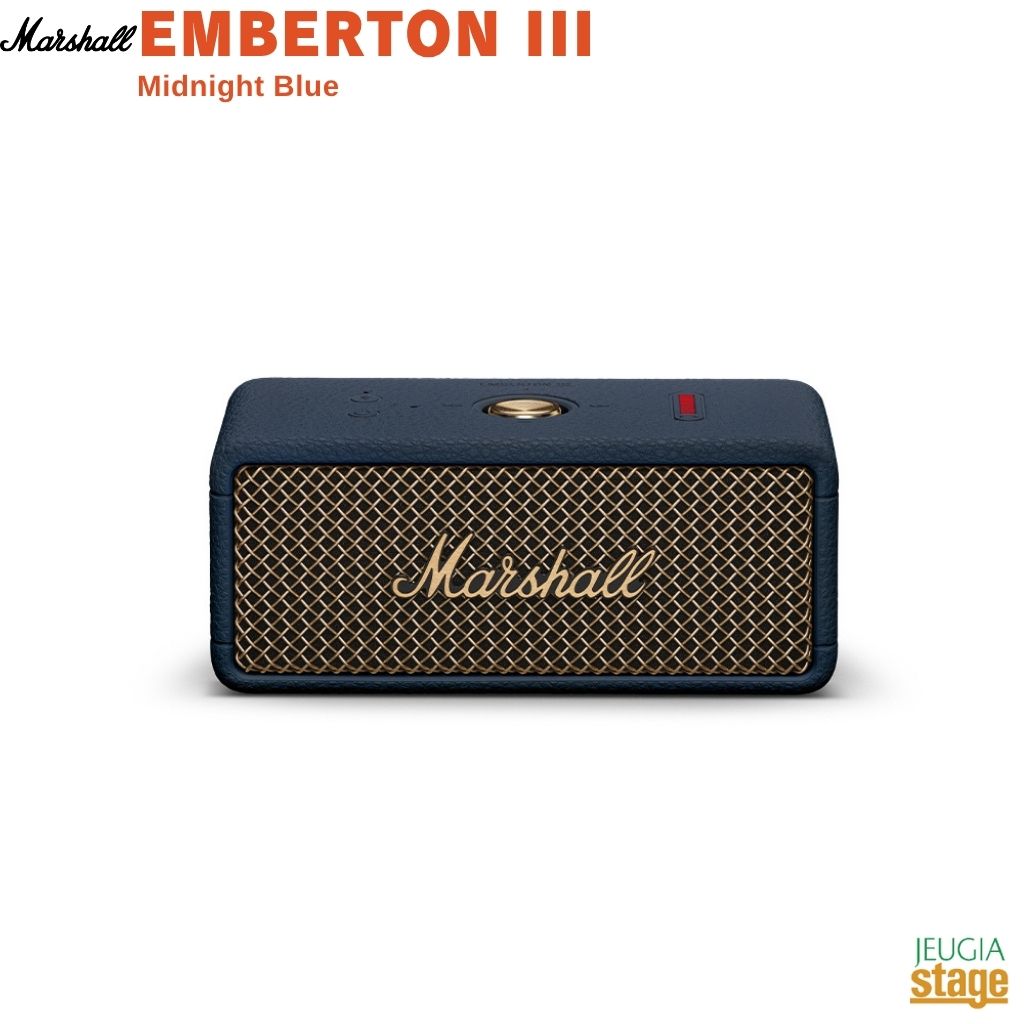 Marshall EMBERTON III Emberton IIIはMarshallだけが実現できるコンパクトながらもヘヴィーで力強いサウンドを兼ね備えたポータブルスピーカーです。ユニークなマルチディレクショナル(全方位)サウンドを採用。すべての方向で厚みのある絶対的な360サウンドを体験してください。最大約30時間の連続再生で、Marshallの優れたサウンドを何時間も楽しむことができます。 特徴 ●マーシャル・シグネチャーサウンド Emberton III は、リッチでパワフルな Marshall シグネチャーサウンドを届けます。ダイナミックラウドネス機能により、音量を調整するたびに周波数が適正に調整され、トーンバランスが常に適切に保たれます。前モデルよりもさらに大きな低音を備え、大音量でこそ真価 を発揮します。 ●ステレオフォニック Marshall独自のマルチディレクショナルサウンドの一形態であるトゥルーステレオフォニックを搭載。Marshall製品でしか体験できない優れた空間音響とバイノーラルサウンドが周囲を包み込み、完全な360°サウンドでどんな空間も音楽で包み込みます。 ●最大約 32 時間連続再生 1 回の充電で最大約 32 時間の音楽再生が可能です。コンパクトなサイズ、耐久性、そして 信頼性のある再生時間により、外出時に必携のアイテムとなります。バッテリーが切れても、 わずか 2 時間でフル充電が完了します。急速充電に対応しており、わずか 20 分の充電で約 6 時間の再生が可能なため、すぐにリスニングセッションを再開できます。 ●防塵防水仕様 シリコン製の外装と堅牢な金属グリルを備え、激しい雨にも耐えうる頑丈なデザインです。 Emberton III は水にも強く、IP67 の防塵・防水性能を持ち、水深 1 メートル(約 3 フィー ト)までの水中に最大 30 分間沈めても問題ありません。 ●マイク内蔵 音楽が第一ですが、生活は慌ただしいものです。Emberton IIIには内蔵マイクが搭載され ており、クリアなハンズフリー通話が簡単にできます。音楽を楽しんでいる最中でも、通話 を受けることができます。 ●次世代のテクノロジー Willen IIはBluetooth LE Audioに対応して設計されています。この未来を見据えた技術 により、AuracastTMを使った新しいオーディオ共有の可能性が広がります。(現在、対応に向けて準備中) *AuracastTMは、Marshall Bluetooth アプリの無線アップデートとして現在準備中の最新 Bluetooth テクノ ロジーです。AuracastTMがもたらす利点の 1 つは、「オーディオの共有」機能です。この新機能により、 Emberton IIIはソースデバイスとして機能し、複数のEmberton IIIに同時に音楽をブロードキャストで きます。Bluetooth 経由でスマートフォンを 1 台のスピーカーに接続するだけで、他のスピーカーともオ ーディオの同期が取れます。 仕様 ・形式: パッシブラジエーター型 ・通信方式: Bluetooth 5.3 LE ・対応コーデック: SBC,AAC,LC3 ・パワー・アンプ: 38WクラスDアンプx2 ・再生周波数帯域: 65Hz-20,000Hz ・連続再生時間: 約32時間 ・フル充電時間: 約2時間(20分の充電で約6時間の連続再生) ・ワイヤレスレンジ: 約10m ・マルチポイント接続: 対応 ・防水機能: IP67 ・感度: 90 db SPL ・重量: 約670g ・サイズ: H68xW160xD76.9mm ・付属品: USB Type-C to C 充電ケーブル（約82cm） ※商品画像はサンプルです。 ★掲載の商品は店頭や他のECサイトでも並行して販売しております。在庫情報の更新には最大限の努力をしておりますが、ご注文が完了しましても売り切れでご用意できない場合がございます。 　また、お取り寄せ商品の場合、生産完了・メーカー価格改定などの理由でご用意できない場合がございます。 　その際はご注文をキャンセルさせていただきますので、予めご了承くださいませ。 ★お届け先が北海道や沖縄、その他離島の場合、「送料無料」と表記の商品であっても別途中継料や送料を頂戴いたします。その際は改めてご連絡を差し上げますのでご了承ください。　
