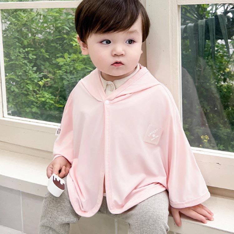 マント ベビー 涼感 可愛い耳付き UVカット UPF50+ ポンチョ フード付きケープ ベビー UV対策 ひんやり ケープ 赤ちゃん 日焼け対策 ポンチョ 紫外線 日よけ ベビーケープ 冷房対策 ホワイト ピンク ブルー 無地 シンプル かわいい 可愛い 涼しや ベビー服