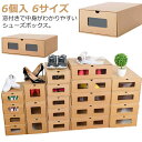 スニーカー 6サイズ ダンボール製 靴箱 シューズボックス シューズボックス 段ボール 紙製 下駄箱 シューズケース 1足 引き出し ビジネスシューズ ロングブ...