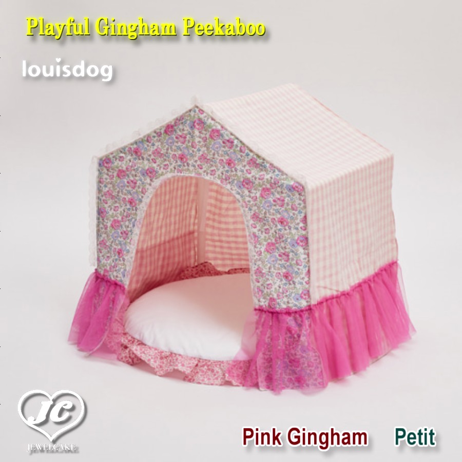 Playful Gingham Peekaboo(Pink Gingham/Petit)　プレイフル・ギンガム・ピーカブー(ピンクギンガム/プチ)　LOUISDOG　ルイスドッグ　春　犬　ペット　ペット用品　犬用品　ベッド　カドラー　ハウス　小型犬　中型犬　セレブ