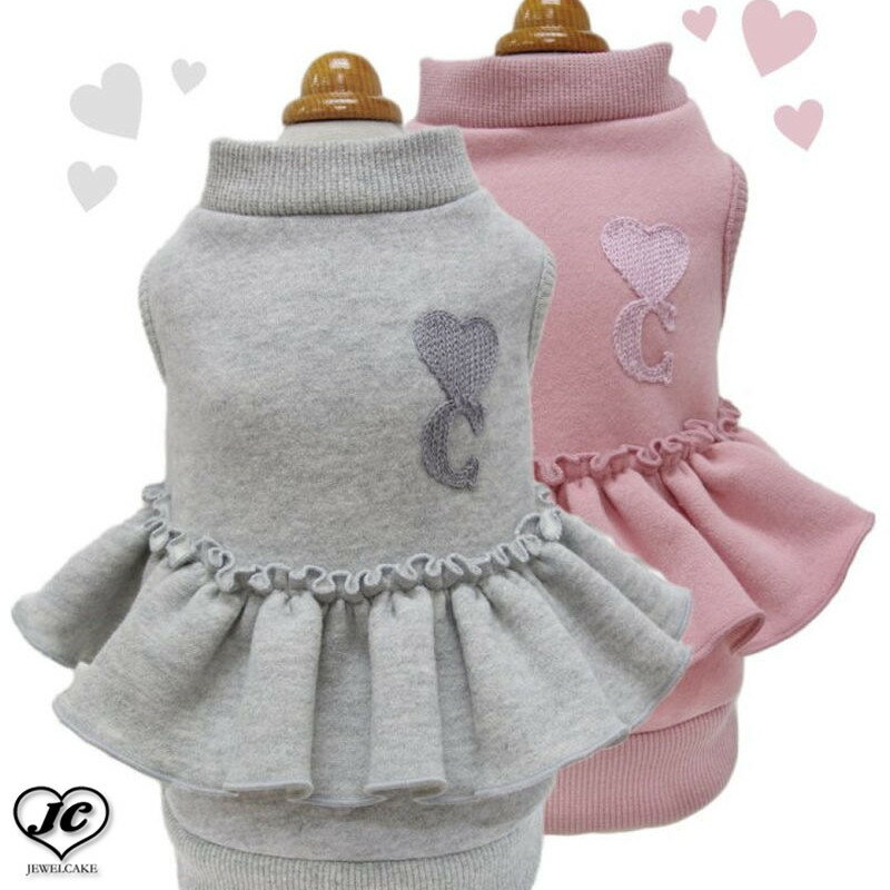 一部3営業日以内発送 [サイズ:XXS/XS/SS/S]Heart Baby Sweat circus circus サーカスサーカス フリル ガーリー仕様 裏起毛タイプ あったか フード無し ハート 刺繍 リンクコーデ ペット用品 ペ…