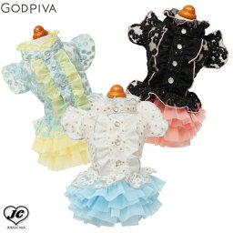 [サイズ:XXS/XS/S/SM/M/L]リカーモフラワーワンピース 　GODPIVA　ゴッドピヴァ　お花の刺繍がとっても華やか　透け感のある生地を使用　風通しも良く快適　お顔周りのフリルが華やか　犬　服　ドッグウェア　犬用品　犬用　小型犬　中型犬