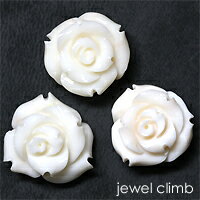 (手彫りのローズ17.5x18.5mm前後・中)ホワイトコーラル(さんご)のリーズナブル 宝石 ルース ストーン