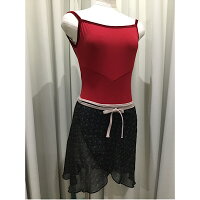 ホワイトxブラックドット★フーシャピンクリボン★シフォン巻きスカート★リボンループ付き★Jewelesqueオリジナル