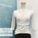 バレエトップ136型 ダブルレイヤーバック ひじ丈 クリームxメッシュ袖 ブラポケット付きJewelesqueオリジナルbt136-es-cream-doubleback