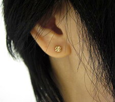 ピンクゴールド四葉のクローバーピアス
