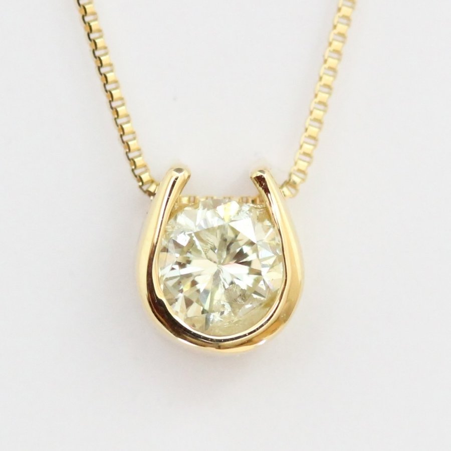 【45cmタイプ】18金 k18ネックレス 18k ネックレス K18 18金ダイヤモンドネックレス 0.2ct 天然ダイヤモンド1石 トップ裏は幸運を呼ぶクローバー!(45cmチェーンタイプ)　馬蹄　ネックレス