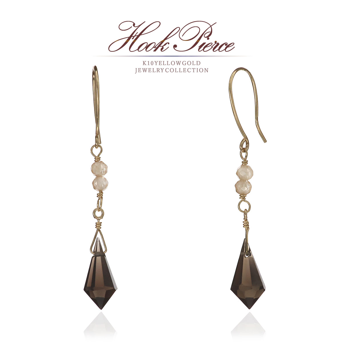 フックピアスK10揺れるレディース...