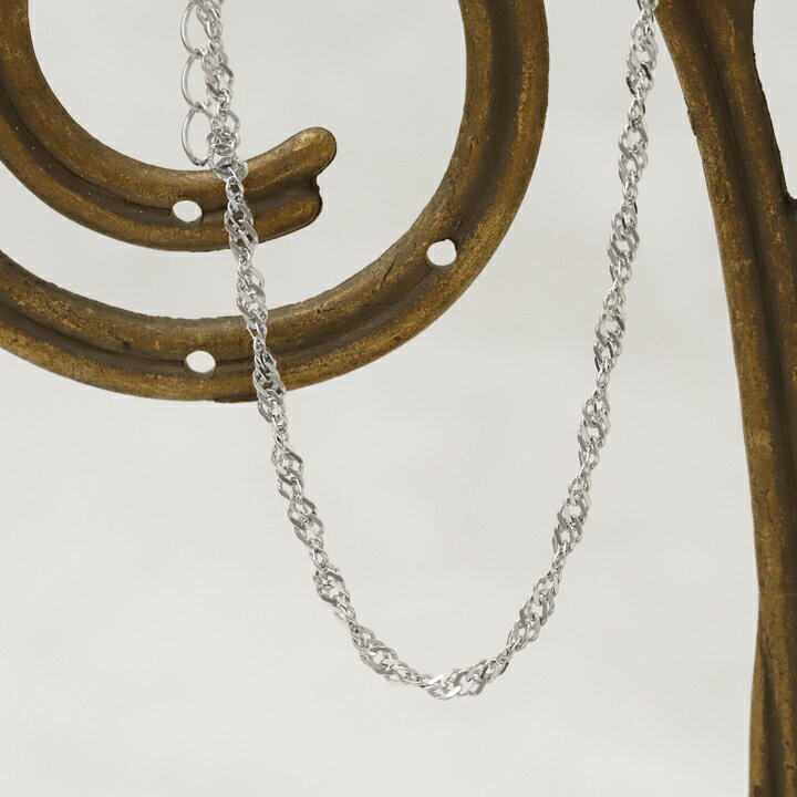 プラチナ ブレスレット レディース メンズ シンプル ダブル スクリュー チェーン 1.6mm幅 PT850 チェーン のみ だけ ブレスレットチェーン つけっぱなし 普段 使い 華奢 細め 細身 重ね付け 大人 プラチナ850 14cm + 3cm 16cm + 4cm サイズ プラチナブレスレット