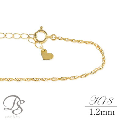 【6/16値上対象商品】ゴールド スクリュー チェーン ブレスレット 幅1.2mm K18 18K 18金 ブレスレット レディース シンプル 細め 華奢 普段使い 女性 妻 誕生日 贈り物 DEVAS プレゼント