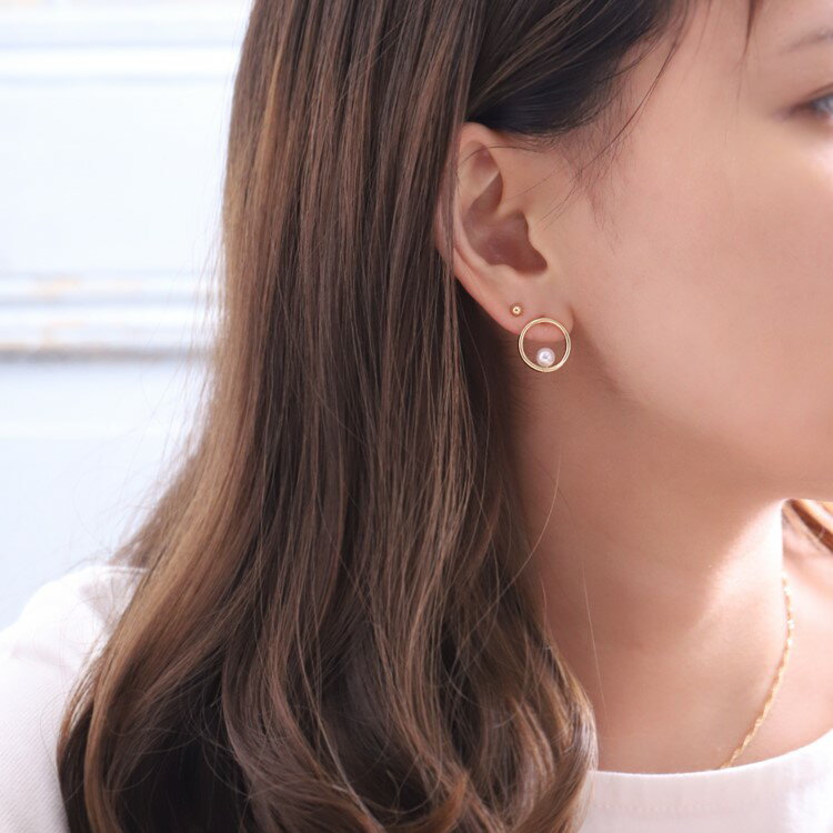 あこや真珠ピアス18kシンプルレディースパールピアスアコヤk18ピアスキャッチ付きスタッドピアス18金ピアスデイリーサークルモチーフあす楽365日出荷土日出荷