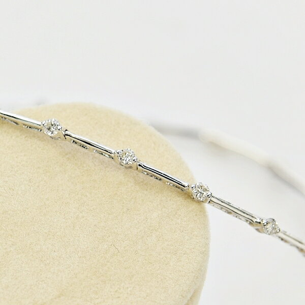 ダイヤモンド ラインブレスレット ステーション ブレスレット K18 ホワイトゴールド 0.5ct 鑑別書付 保証書付 普段使い デイリー ギフト プレゼント