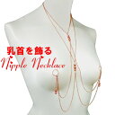 ニップルネックレスダブルライン パール&ロンデル ピンクゴールド 乳首アクセサリー 乳首 谷間 デコルテ ニップルリング ローズゴールド ニップル 乳首 ジュエリーハナゾノ