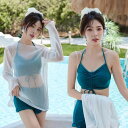 【期間限定ポイント5倍!】ハイウエスト フリル セクシー オーバーサイズ 長袖 シアース付き ビキニ 3点 ロンT 体型カバー ママ水着 レディース ラッシュガ...