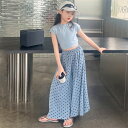 【期間限定ポイント5倍!】女の子 2点セット キッズ 半袖 Tシャツ 水玉柄 パンツ スカート 夏着 子供服 お洒落 上下セット 体型カバー 子ども服 110c...