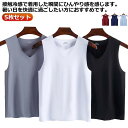 【期間限定ポイント5倍!】通気 速乾 5枚セット 接触冷感 ンナーシャツ Vネック 肌着 吸汗速乾 トップス シームレス メンズ ノースリーブ ひんやり 涼しい...