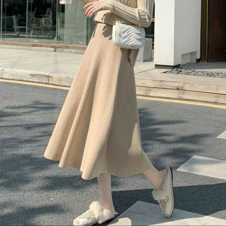 フリー ブラック ライトブルー 甘口コーデ ミモレ丈 フレアスカート 膝下丈 ピンク フェミニン キュート ホワイト グリーン カジュアル 韓国ファッション 大人 ベージュ ハイウエスト