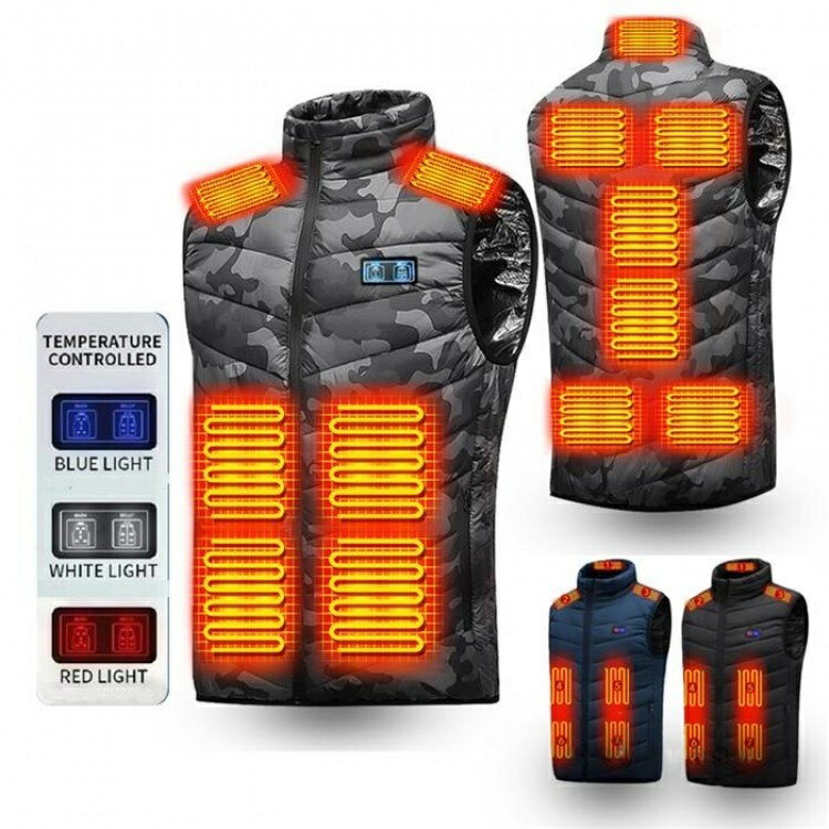 電熱ベスト メンズ 発熱ベスト ヒーター付きベスト レディース USB式給電 加熱 防寒着 秋冬物 ヒートベスト 中綿入り バイク用 電熱ウェア