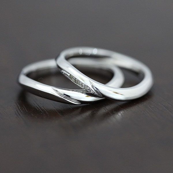 結婚指輪 ペアリング PT100 (プラチナ10％) シンプルライン ダイヤ 0.03ct マリッジリング 短納期 ギフト プレゼント…