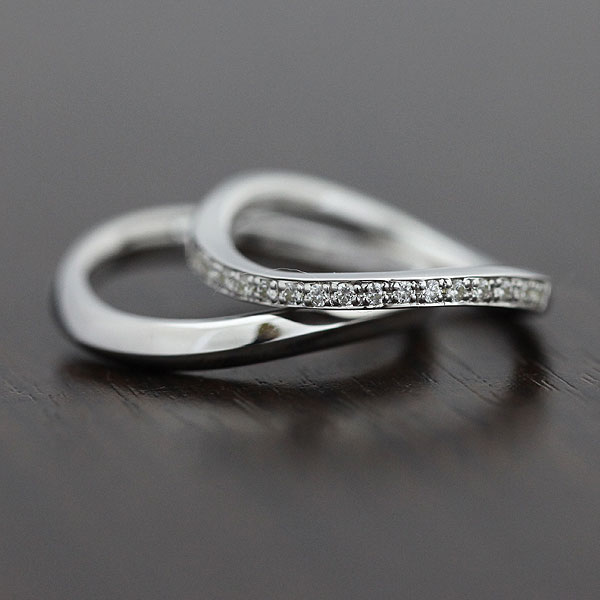 【ブラックフライデー☆最大2,000円クーポンあり】 結婚指輪 ペアリング PT100 (プラチナ10%) S字 ダイヤ 0.18ct ハーフエタニティ 彼女 ...