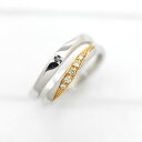【値引きクーポンあり】 結婚指輪 ペアリング コンビ プラチナ PT900 K18YG ダイヤ 0.05ct ブラックダイヤ 0.01ct マリッジリング プレ...
