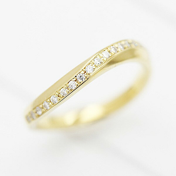 結婚指輪 K18YG S字 ラインリング ダイヤモンド 0.10ct イエローゴールド マリッジリング レディースリング ギフト プレゼント クリスマス 彼女